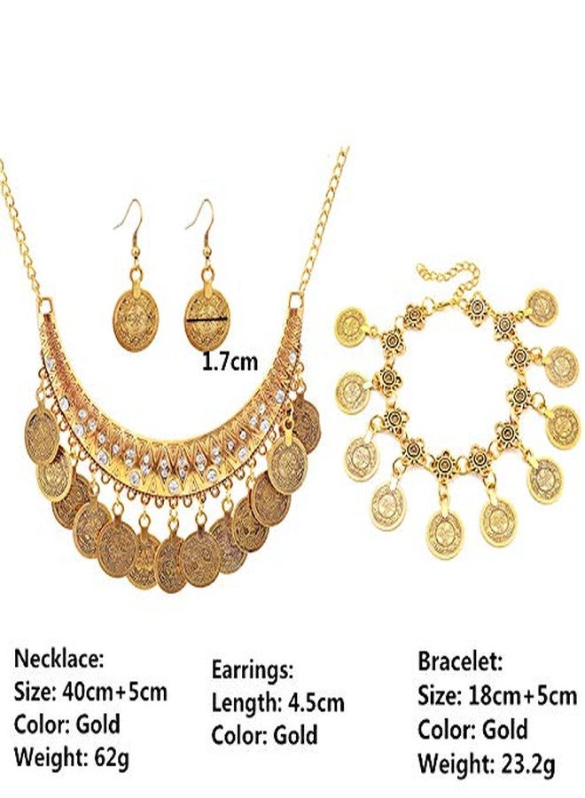 PPX 4 Pcs Wedding Women's Jewelry Sets Coins Antique Earrings Bracelet Necklace Set Family Friend Gift - Image 2