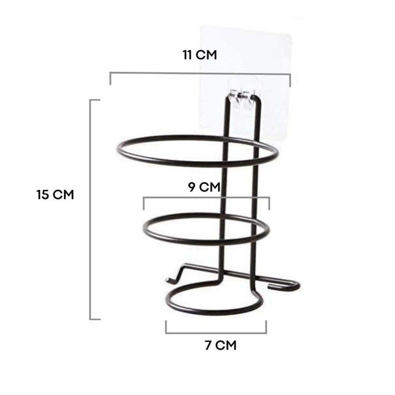 Decorlay Self Adhesive Hair Dryer Holder, Hair Strengthener Holder, Dryer Hanging Stand, Hair Blower Holder Plug Hook (Black) - Image 2