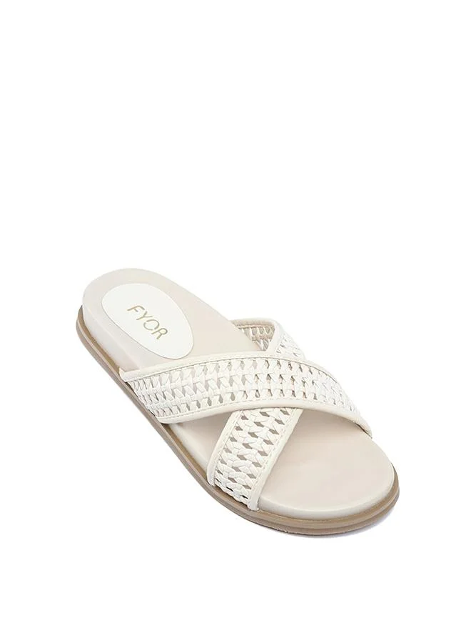 FYOR Stylish Woven Cross-Strap Slide AJ 014