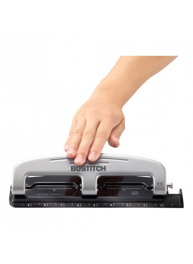 Bostitch Office inPRESS 12 Reduced Effort Three-Hole Punch, Silver/Black (2101) - Image 5