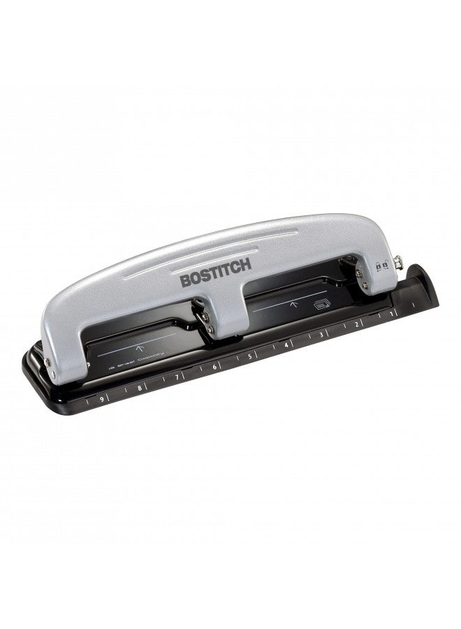 Bostitch Office inPRESS 12 Reduced Effort Three-Hole Punch, Silver/Black (2101) - Image 2