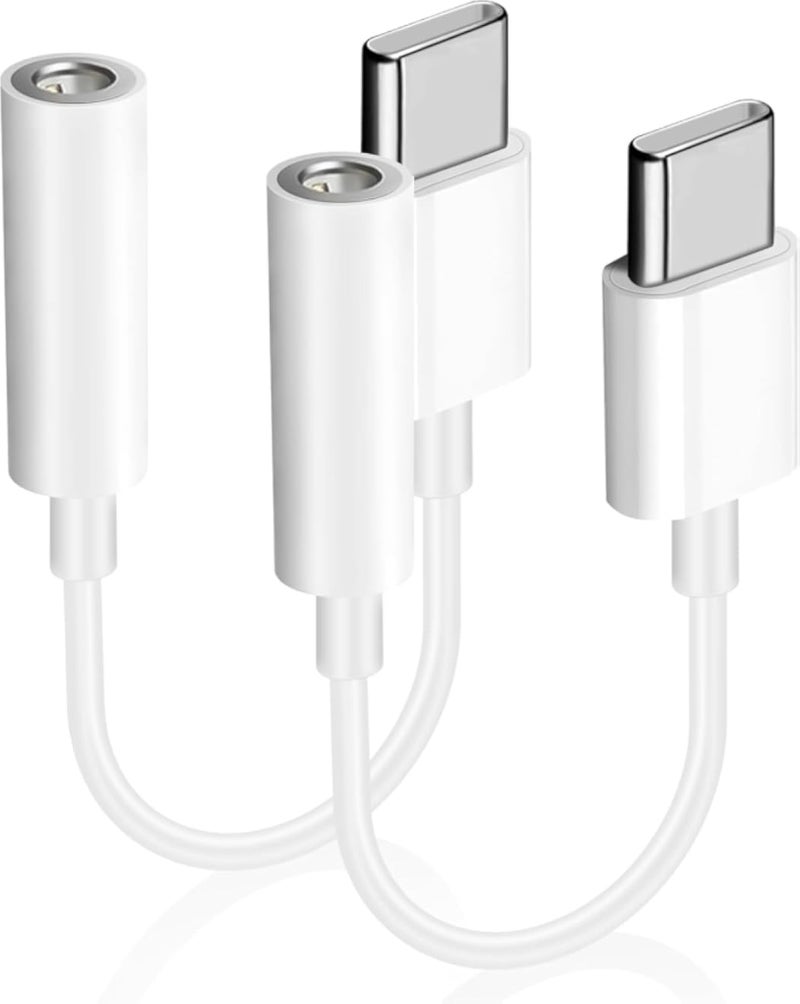 قطعتان من محول USB-C إلى مقبس 3.5 ملم لسماعات الرأس، محول USB من النوع C إلى مقبس صوت 3.5 ملم، شريحة DAC للصوت عالي الدقة، موصل USB-C إلى مقبس 3.5 ملم متوافق مع الأجهزة اللوحية والهواتف 15/16