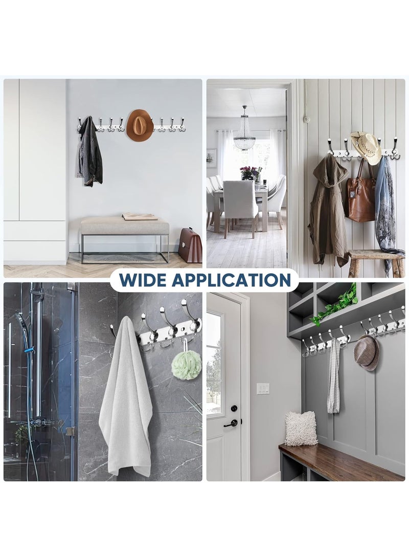 Meetion Wall Mounted Coat Rack, Five Heavy Duty Tri Hooks All Metal Construction for Jacket Coat Hat in Mudroom Entryway (Silver, 1-Pack) - Image 5