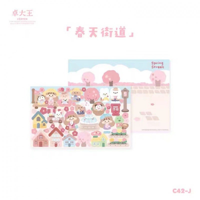 Generic [Zhuodawang theme scene seamless stickers collection] Goka stickers waterproof cartoon cute collage material hand account Spring Street-zhuodawang boundless stickers