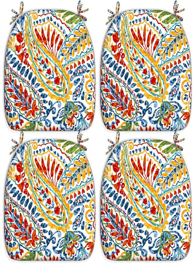 LVTXIII Indoor/Outdoor Chair Cushions Seat Cushions with Ties, Patio Chair Pads D16xW17 Inch for Patio Furniture Garden Home Office Decoration 4 Pack,Paisley Multi - Image 1