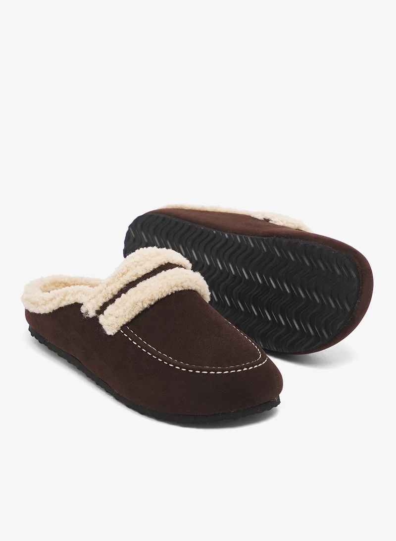 GLAMOROUS EXPRESSO Casual Fluffy Slip On Mules for Women | Best Price UAE