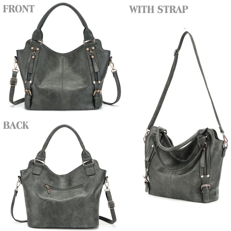 Soperwillton Crossbody Bags for Women Large Hobo Purse PU Leather Shoulder Handbag Ladies Tote Wallet Set 2PCS - Image 3
