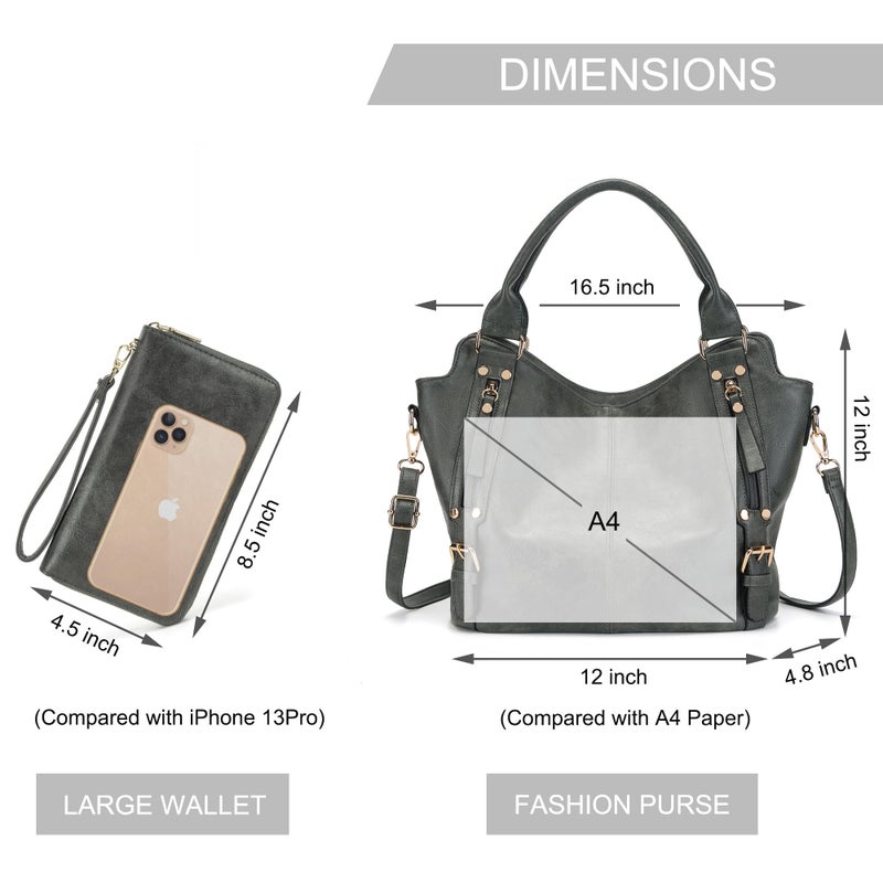 Soperwillton Crossbody Bags for Women Large Hobo Purse PU Leather Shoulder Handbag Ladies Tote Wallet Set 2PCS - Image 5