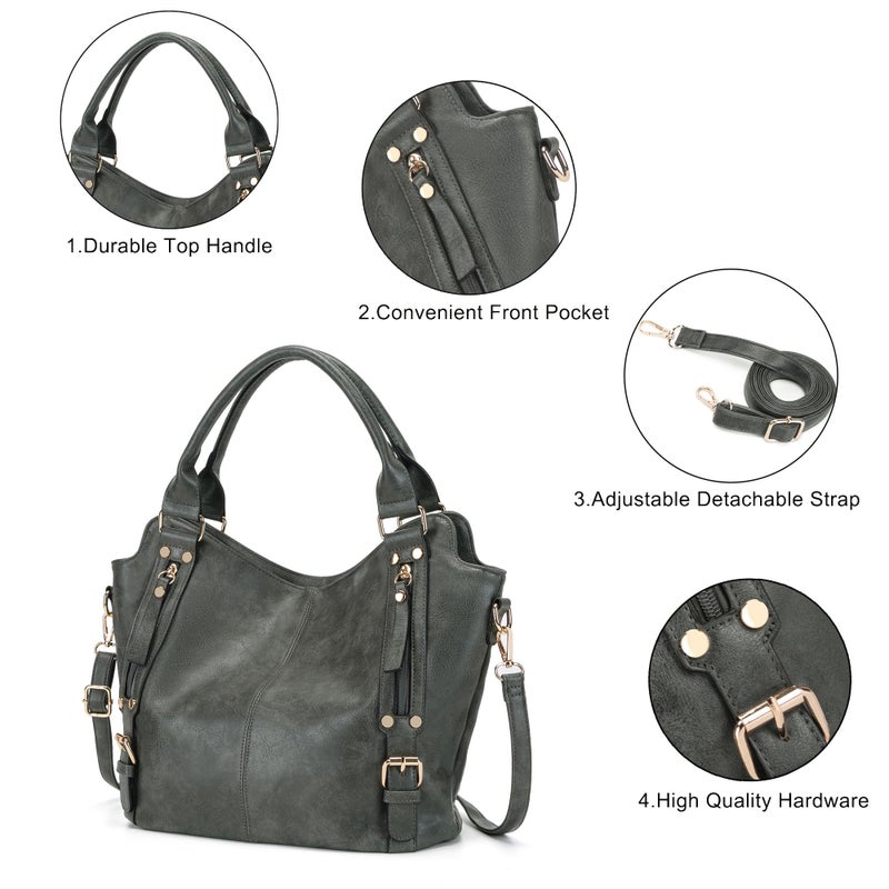 Soperwillton Crossbody Bags for Women Large Hobo Purse PU Leather Shoulder Handbag Ladies Tote Wallet Set 2PCS - Image 4