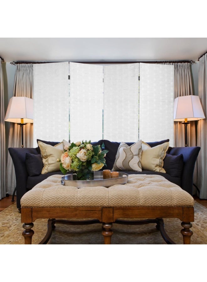 Decorhills 4 Panel Folding Room Divider, 6ft Privacy Screen, Handwoven Room Separator for Home, Office, Bedroom, Living Room, Foldable Space Divider with Durable Hinges - White - Image 4