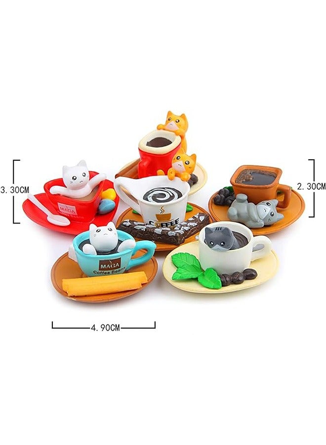 Cartoon Coffee Fridge Magnets, 6 Pcs Magnetic Resin Fridge Magnets, Cute Cartoon Cat Shape, Powerful Magnet Creative Fridge Magnets - Image 3