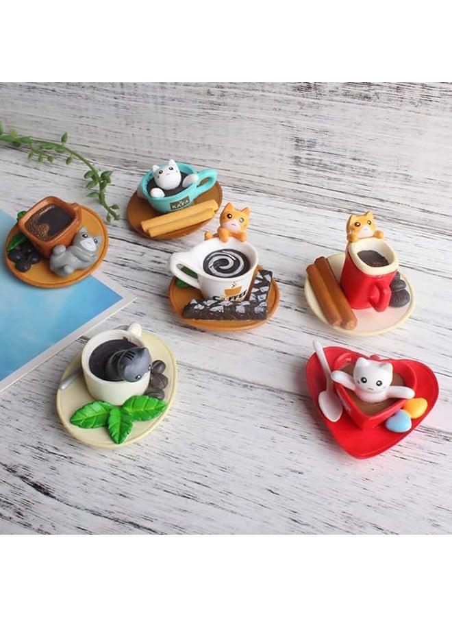Cartoon Coffee Fridge Magnets, 6 Pcs Magnetic Resin Fridge Magnets, Cute Cartoon Cat Shape, Powerful Magnet Creative Fridge Magnets - Image 5