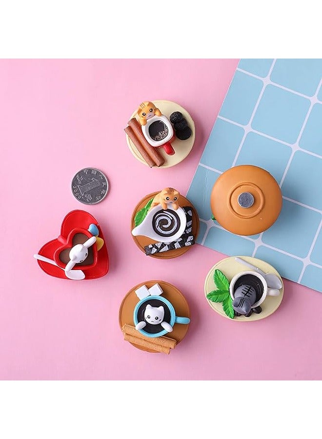Cartoon Coffee Fridge Magnets, 6 Pcs Magnetic Resin Fridge Magnets, Cute Cartoon Cat Shape, Powerful Magnet Creative Fridge Magnets - Image 2