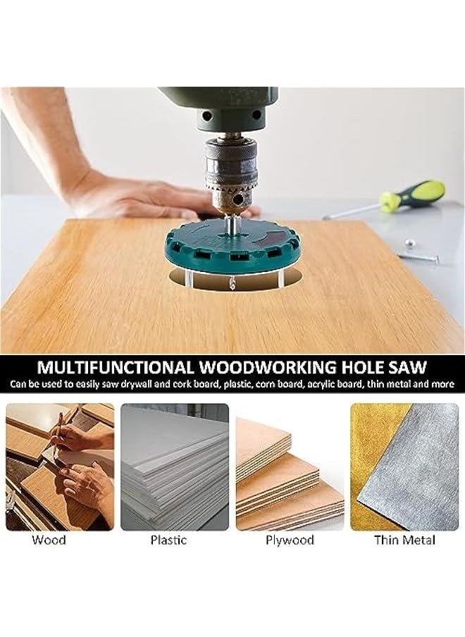 Generic - Adjustable Round Hole Saw Tool, Diameter 45-130mm Adjustable Punching Saw, Adjustable Punch Saw Tool for Drilling, Round Hole Opener Tool for Wood Plywood Plastic (with 3 Blades) - Image 1