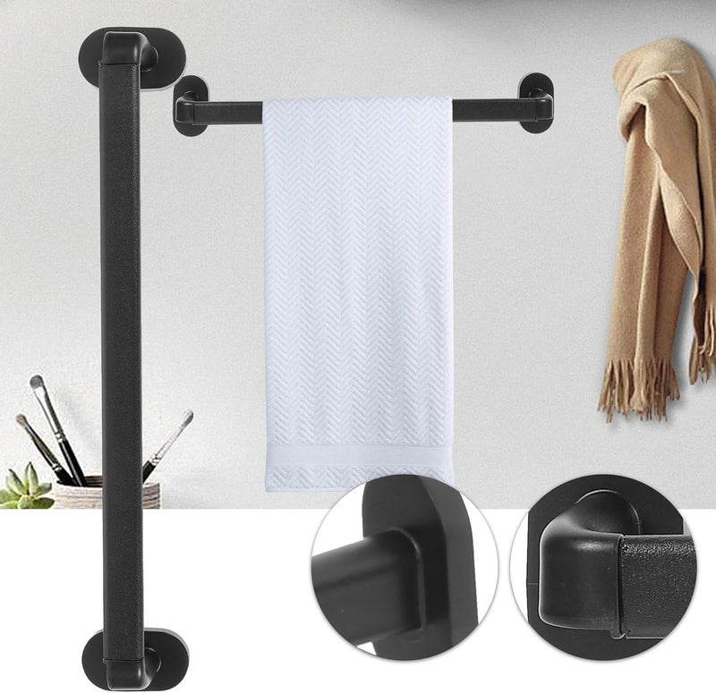 Wall Mounted Bathroom Towel Rack and Slipper Shelf 38cm Sand Black Stainless Steel Heavy Duty Towel Holder for Bathroom Wall Storage Organizer - Image 3