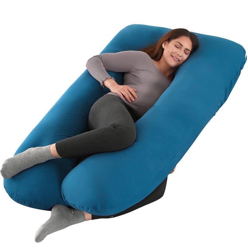 Amagoing 55 inches Pregnancy Pillow U Shaped Maternity Full Body Pillow for Women Support for Hip Leg Back Pain Washable Jersey Cover Double Zipper Pregnancy Must Haves