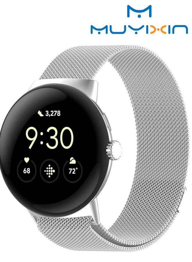 Muyixin Replacement Band for Google Pixel Watch 3 45mm 2024 Band Magnetic Stainless Steel Strap Loop Watch Band Sports Straps - Image 1