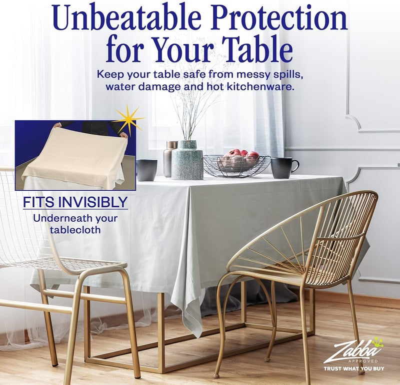 Nuvantee Revolutionary Table Pad - Waterproof, Protects Table from Spills and Heat - 52 X 108 Inch Deluxe Vinyl Premium Table Protector - Flannel Backing, Lies Flat - Image 2