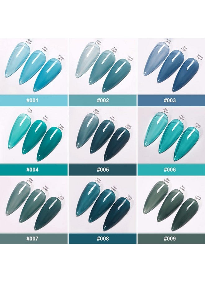 MAJOR DIJIT Jelly Gel Nail Polish Set 9Colors Navy Blue Cyan Deep Blue Translucent Crystal Nail Polish Kit Soak Off Uv Led Gel Nail For Nail Art Salon Diy Home  - Image 5