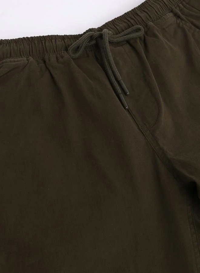 Dennis Lingo olive Men's Olive Regular Fit Cotton Trousers - Solid Pattern, Mid-Rise, Full-Length, for Men | Best Price UAE