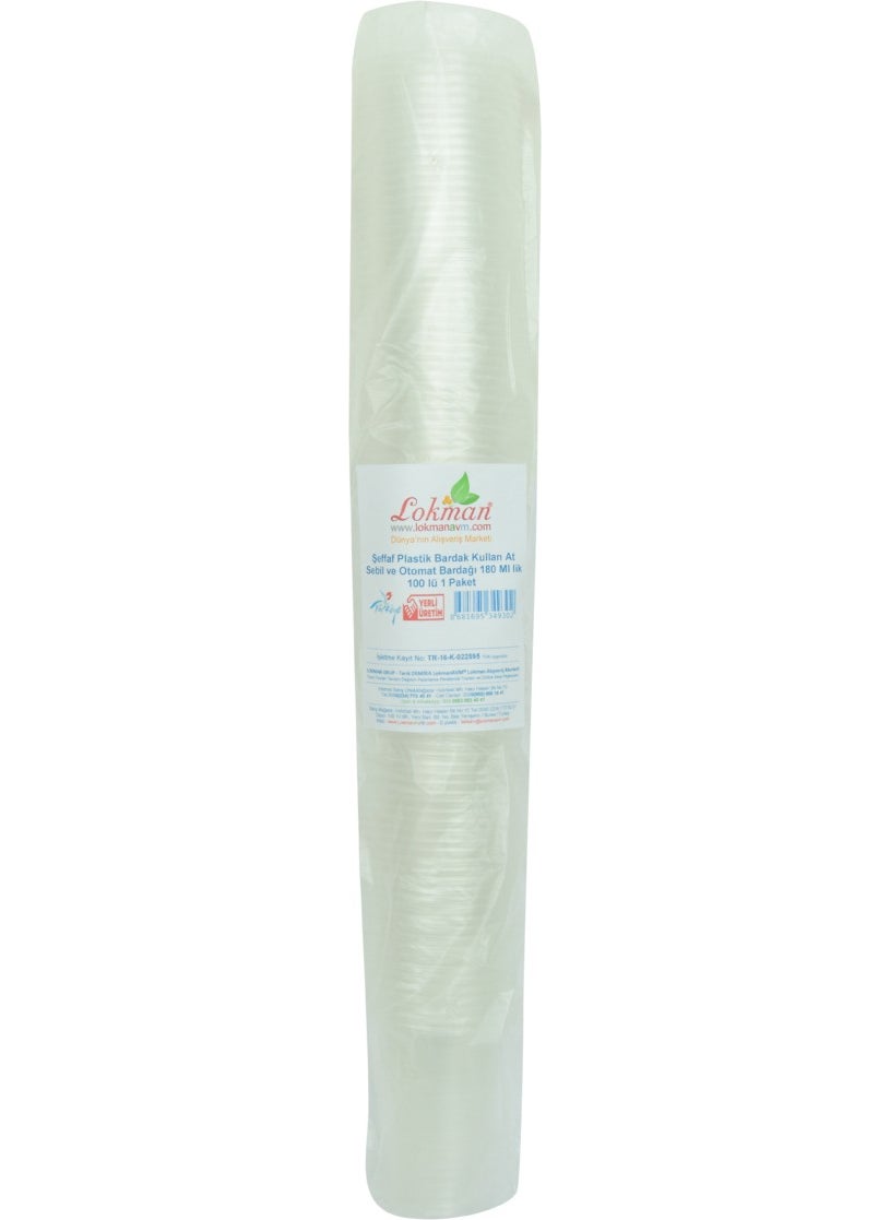 LokmanAVM Transparent Plastic Cup Disposable Dispenser and Vending Machine Cup 180 ml 100pcs  - Image 3