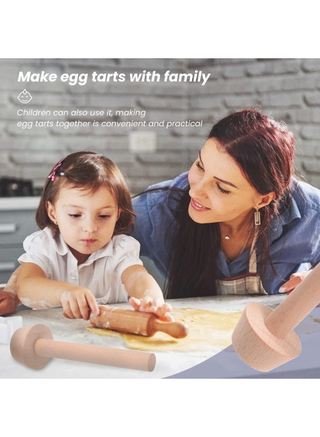 Wooden Egg Tart Molds – 3 Pieces Pastry Tamper Tool Set – Wooden Tart Tamper for Mini Cheesecake, Muffin, Tart Shell, Pastry Dough Press – Bakeware Cake Tools - Image 2