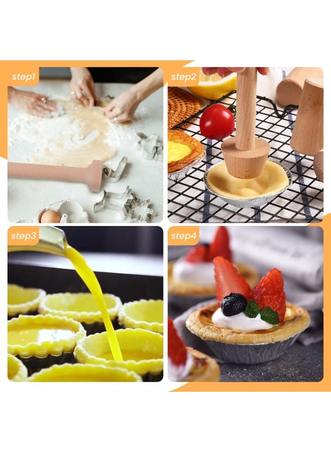 Wooden Egg Tart Molds – 3 Pieces Pastry Tamper Tool Set – Wooden Tart Tamper for Mini Cheesecake, Muffin, Tart Shell, Pastry Dough Press – Bakeware Cake Tools - Image 4