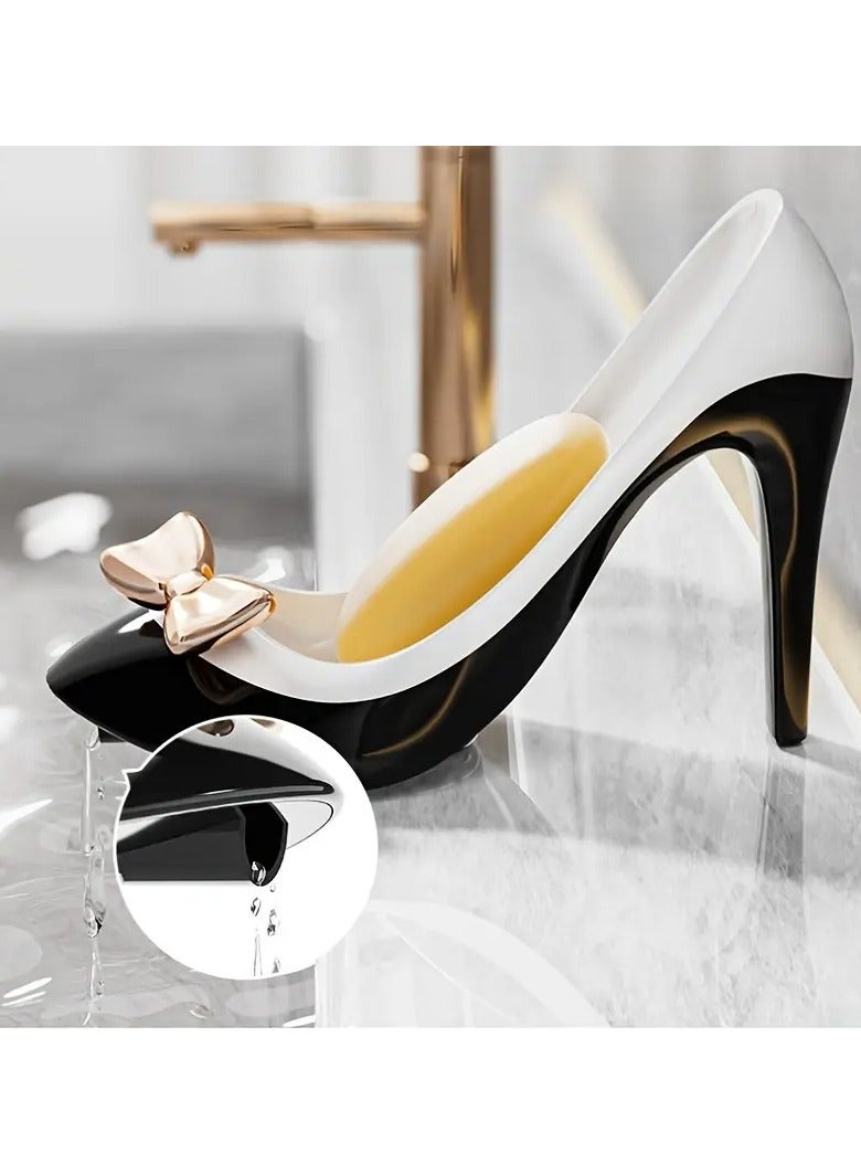 يوكانبي صندوق صابون متعدد الوظائف بشكل كعب عالي - تصميم فريد على شكل حذاء مع نظام تصريف، حامل صابون للحمام مع كوب شفط، لا حاجة للحفر - Image 3