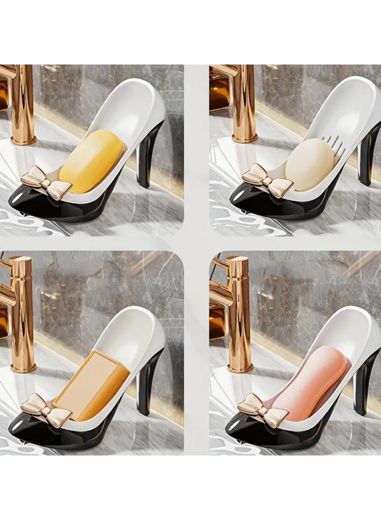 يوكانبي صندوق صابون متعدد الوظائف بشكل كعب عالي - تصميم فريد على شكل حذاء مع نظام تصريف، حامل صابون للحمام مع كوب شفط، لا حاجة للحفر - Image 5