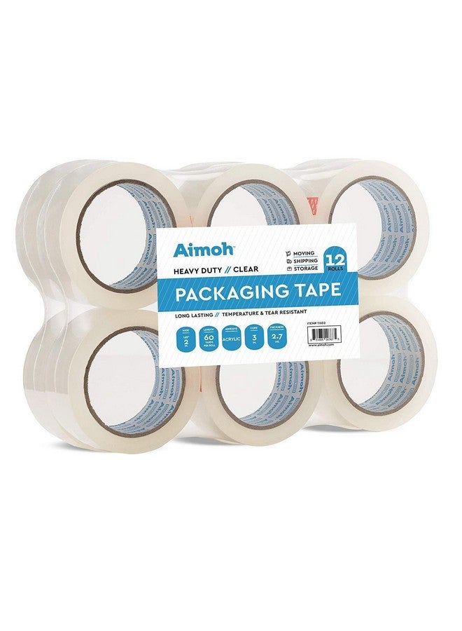 Aimoh 12 Rolls Heavy Duty Clear Packing Tape Acrylic Adhesive 2.7Mil Super Strong Commercial Grade Size 1.88 X 60 Yard 3 Inch Core Refill Movingpackagingshipping 6 Rolls (11632) - Image 1