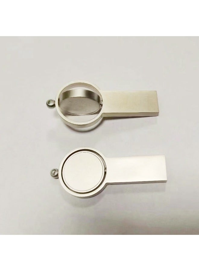 Lucky Rotating Metal U Disk Creative Personality U Disk Advertising Promotion U Disk Fashion Personality U Disk Full Capacity-Color:Silver-Capacity:64GB  - Image 1
