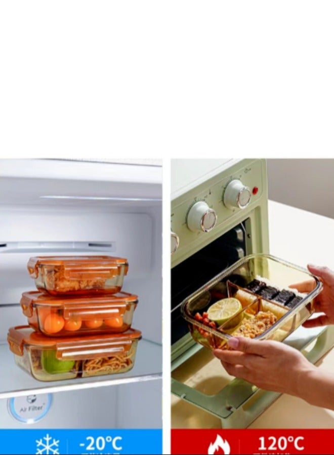 3-pack rectangular glass lunch box microwaveable borosilicate glass lunch box 1040ml/640ml/370ml with insulated bag - Image 5