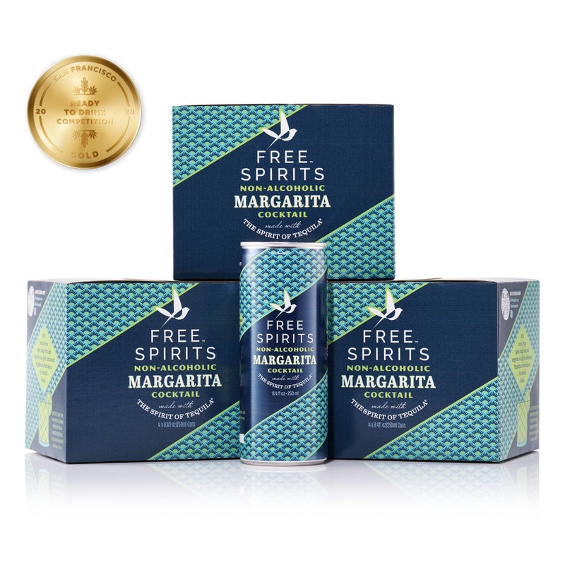 Free Spirits Margarita (12 Pack) Non-Alcoholic Cocktail - Ready To Drink Mocktail - Low Sugar, Real Fruit Juice, B-Vitamins - Award-Winning - 8.4 fl oz Cans - Image 1