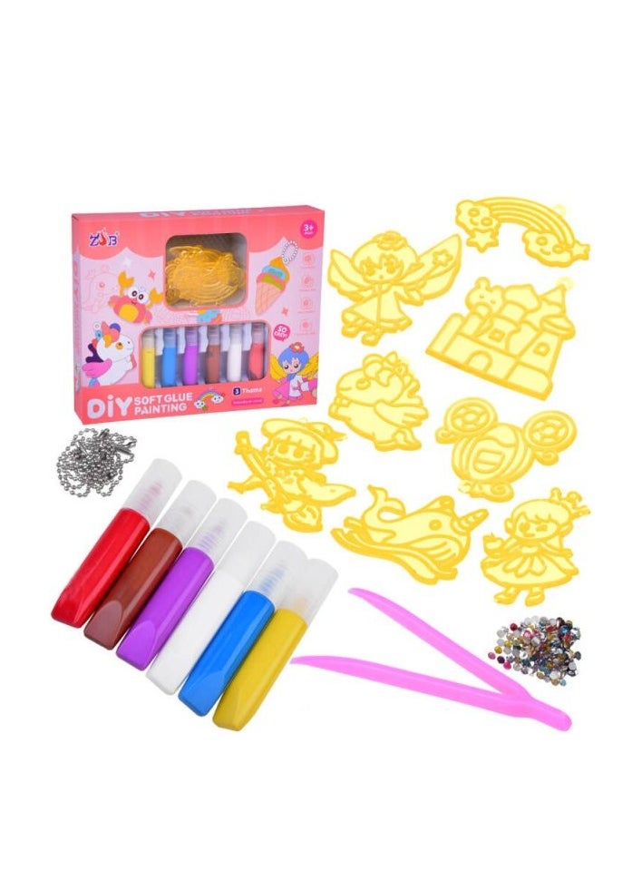 MUMS PLANET 16 pcs Craft Kit for Kids Window Paint Art Set Make Your Own Fun Sun Catchers - 6 Colors 8 Suction Cups 2 Beaded String for Bracelets - DIY Window Arts Crafts Kit  - Image 1