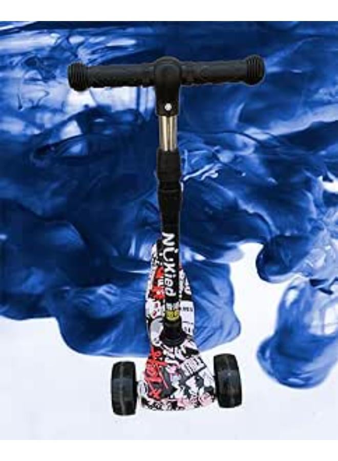 COOLBABY 3 Wheeled Scooter for Kids - Stand & Cruise Child/Toddlers Toy Folding Kick Scooters w/Adjustable Height, Anti-Slip Deck, Flashing Wheel Lights, for Boys/Girls 2-12 Year Old 