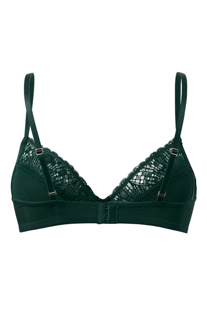 Tchibo Women Lace Non-Padded Wireless Bra, Dark Green - Image 3