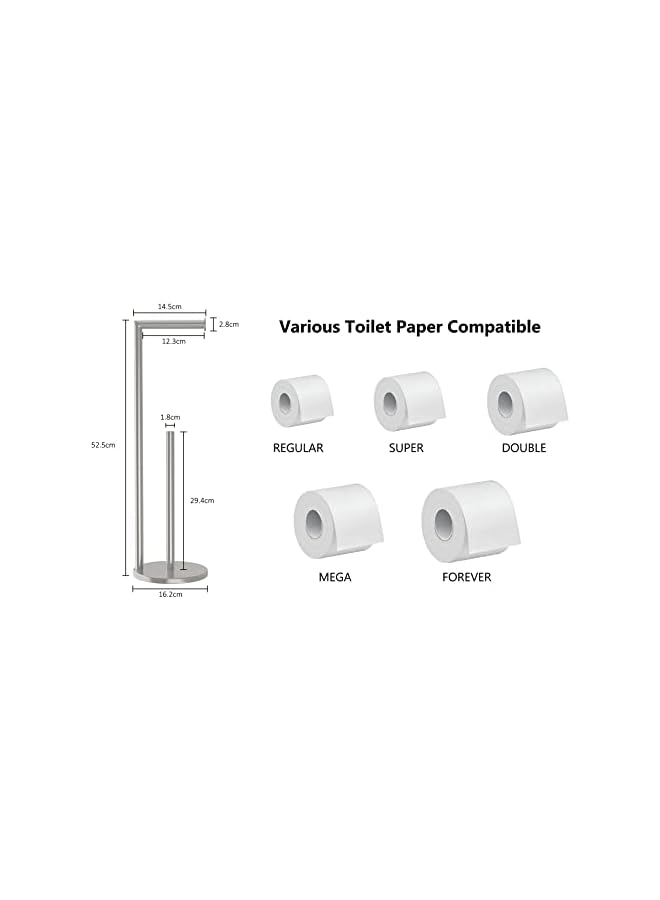 S-TOP Free Standing Extra Toilet Paper Holder Stand for 3-4 Rolls, Toilet Roll Holder with Heavy Base for Bathroom (Silver) - Image 2
