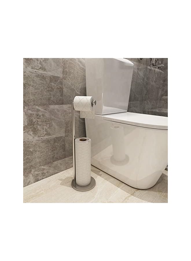 S-TOP Free Standing Extra Toilet Paper Holder Stand for 3-4 Rolls, Toilet Roll Holder with Heavy Base for Bathroom (Silver) - Image 4