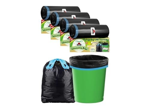 Shalimar Premium OXO Biodegradable Drawstring Garbage Bag, 120 Bags, 43x50 cm, Black, Heavy Duty Leak Proof Lavender Scented Trash Bags for Home and Office Use - Image 1