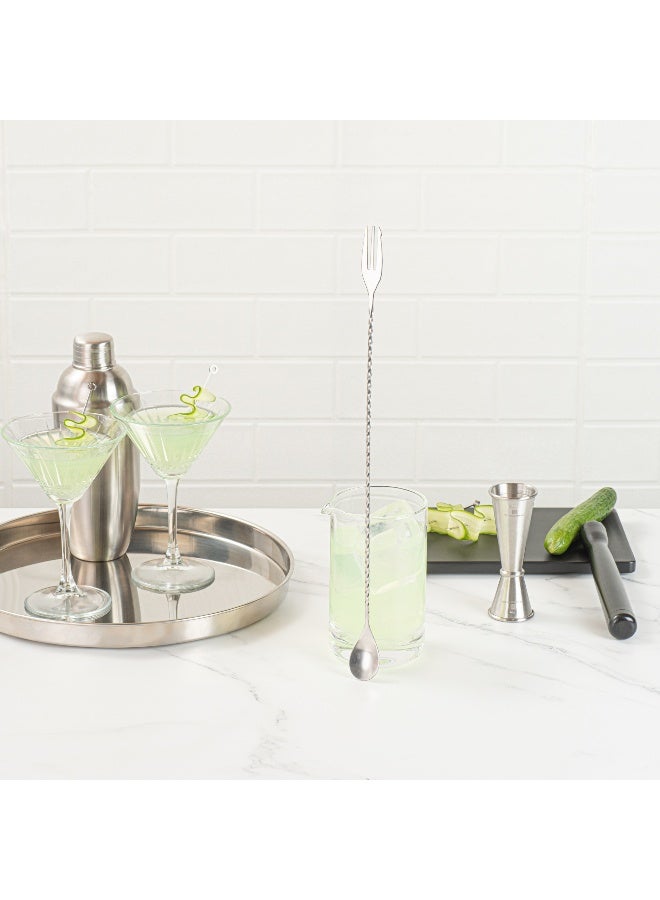Restaurantware Bar Lux 16 Inch Bar Spoon, 1 Fork Tip Cocktail Stirrer Spoon - Long, Commercial, Stainless Steel Cocktail Mixing Spoon, For Stirring And Mixing For Professionals - Image 3