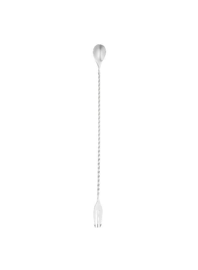 Restaurantware Bar Lux 16 Inch Bar Spoon, 1 Fork Tip Cocktail Stirrer Spoon - Long, Commercial, Stainless Steel Cocktail Mixing Spoon, For Stirring And Mixing For Professionals - Image 2