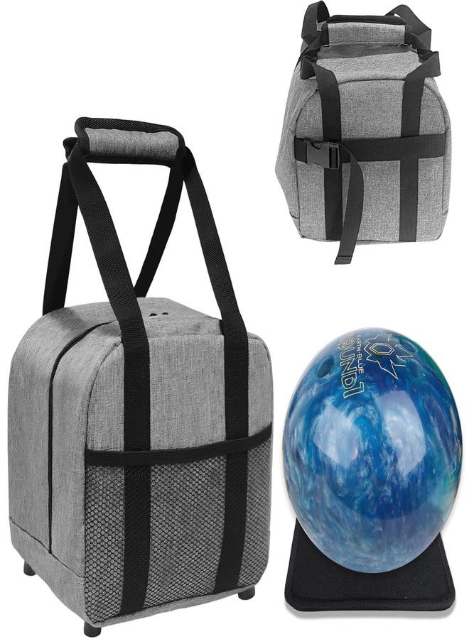 ALSLEA Single Bowling Ball Bag 1 Ball Extra Ball Organizer with Padded Ball Holder, Portable Small Zipper Case with Mesh Pocket, Bowling Gifts for Men, Kids, Beginners (Gray) - Image 1