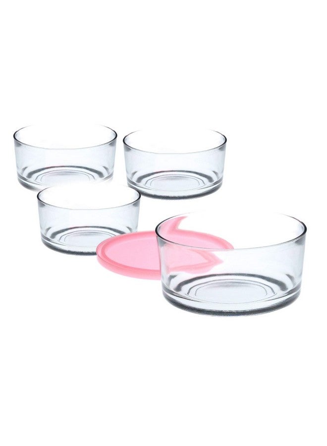 BrezzyCloud وعاء دافئ وبارد من بريزي كلاود مع غطاء - 785 مل - زجاج شفاف مع غطاء ملون (4 قطع، 785 مل) - Image 1