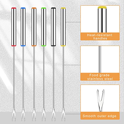 Vyndicca 18 PCS Fondue Forks Stainless Steel,9.3inch Color Coding Cheese Fondue Forks with Heat Resistant Handle,Fondue Sticks for Chocolate Fountain Dessert Meat Barbecue Roast Marshmallows,6 color - Image 3