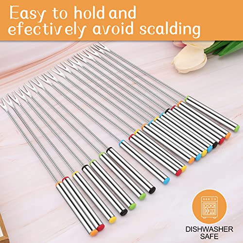 Vyndicca 18 PCS Fondue Forks Stainless Steel,9.3inch Color Coding Cheese Fondue Forks with Heat Resistant Handle,Fondue Sticks for Chocolate Fountain Dessert Meat Barbecue Roast Marshmallows,6 color - Image 4