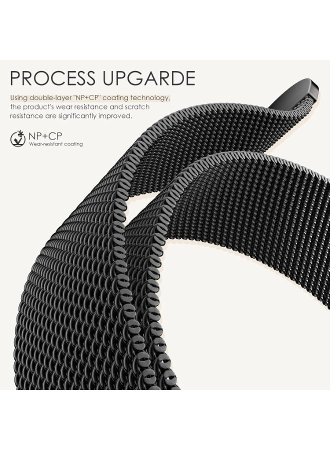 WAEKIL Original Milanese Loop Band Compatible with Apple Watch 38mm–49mm – Adjustable Magnetic Metal Strap for iWatch Series 10/9/8/7/6/5/4/3/2/1, Ultra, SE – For Women & Men（Black） - Image 3