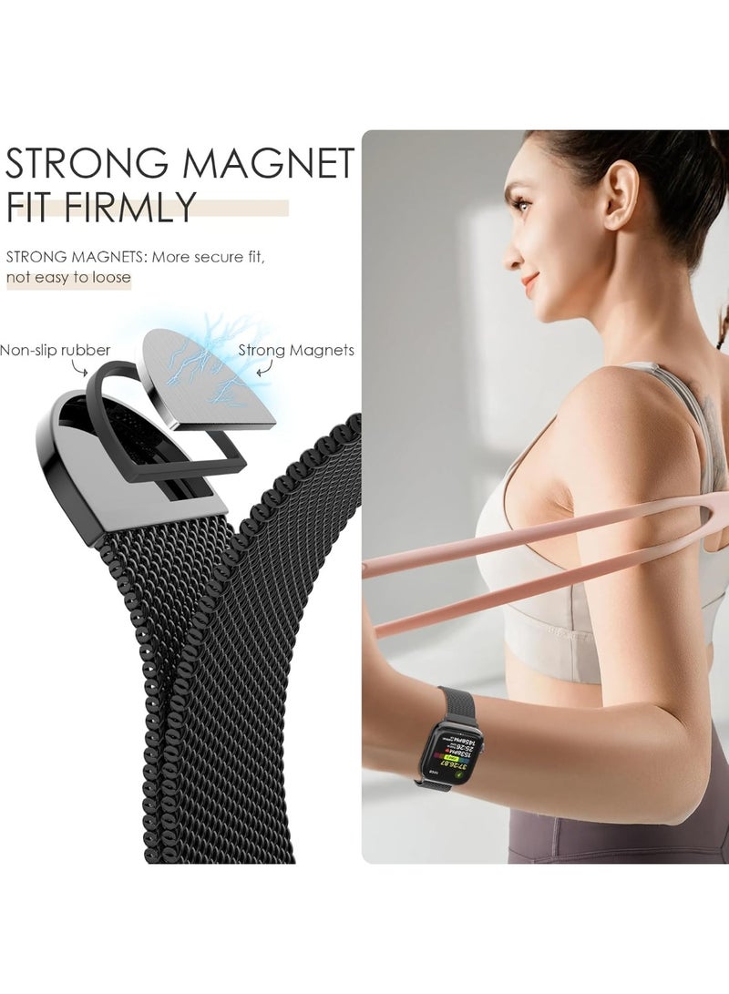 WAEKIL Original Milanese Loop Band Compatible with Apple Watch 38mm–49mm – Adjustable Magnetic Metal Strap for iWatch Series 10/9/8/7/6/5/4/3/2/1, Ultra, SE – For Women & Men（Black） - Image 2