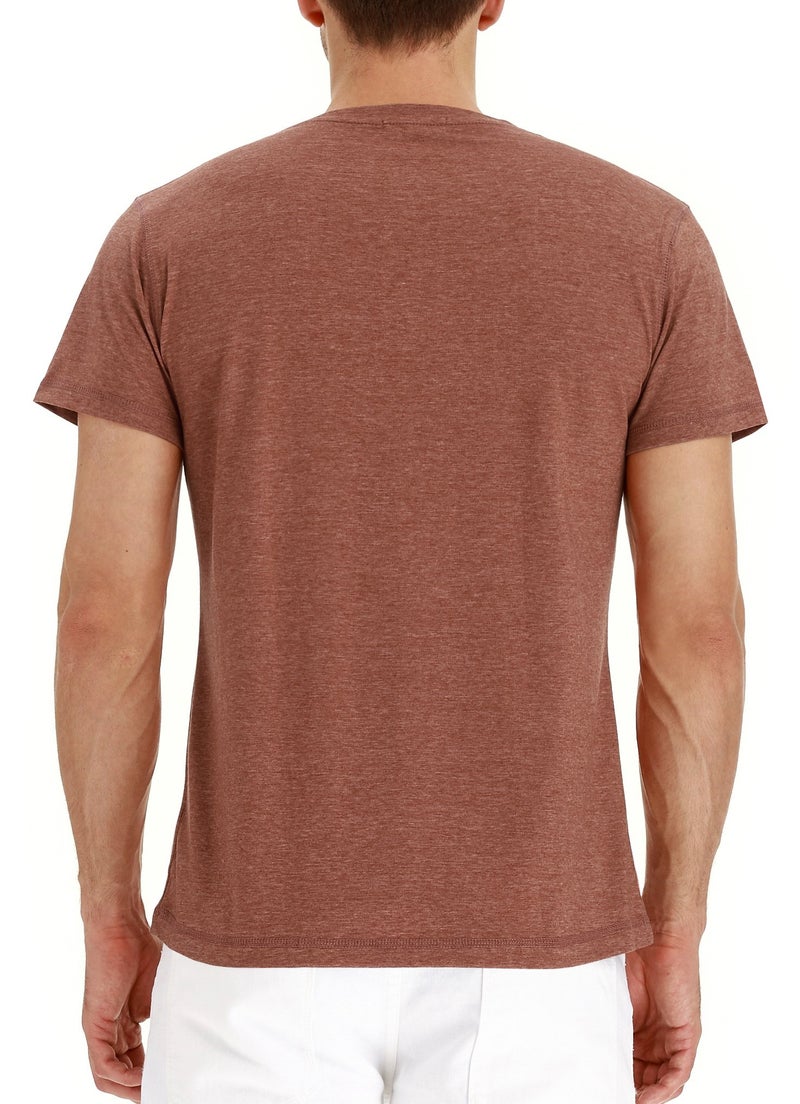 PEGENO Men's Casual Slim Fit Short Sleeve Henley T-Shirts Cotton Shirts VG-Orange-US XXL - Image 3