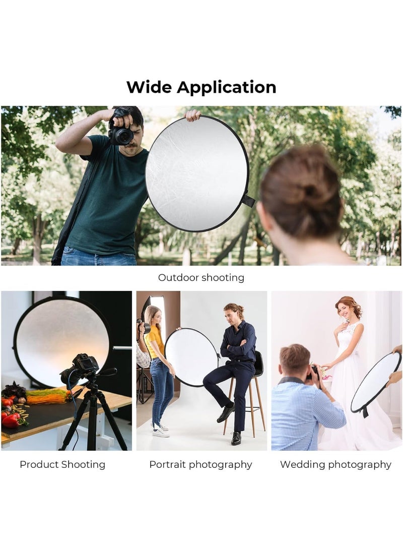 saykfoe [5 in 1] 42 Inch Collapsible Light Reflector Diffuser with Storage Bag -Translucent, Silver, Gold, White, Black Multi‑Disc Photography Light Reflector for Studio & Outdoor Shooting (80cm) - Image 5