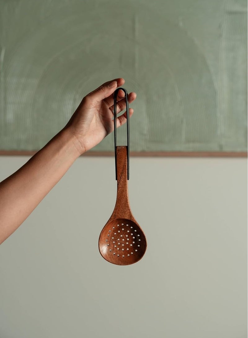 Nordico Slotted Spoon Kitchen Utensils | Acacia Wood: Natural Elegance, Durable, Eco-Friendly, Handcrafted, Food Safe, Comfortable Grip, Heat Resistant, Versatile